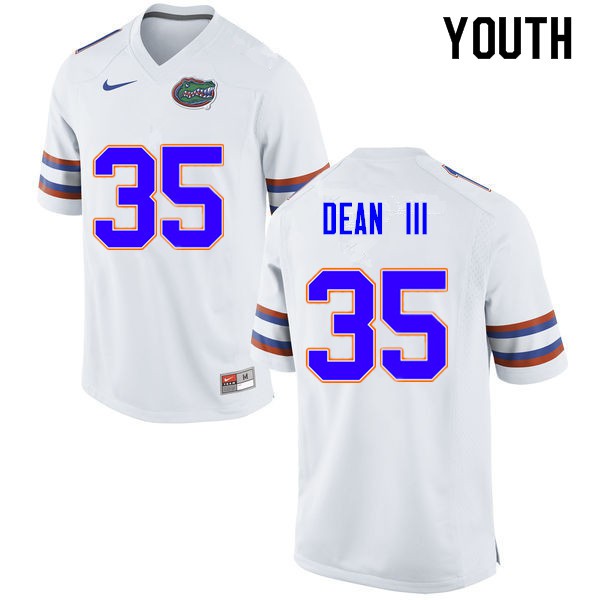 Youth #35 Trey Dean III Florida Gators College Football Jersey White